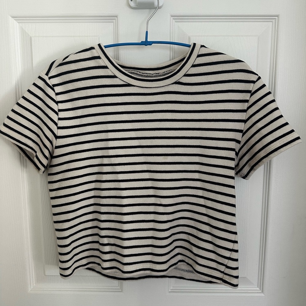 Maeve Black and White Striped Tee